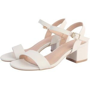 Elegant white Women's block Sandals 7.5